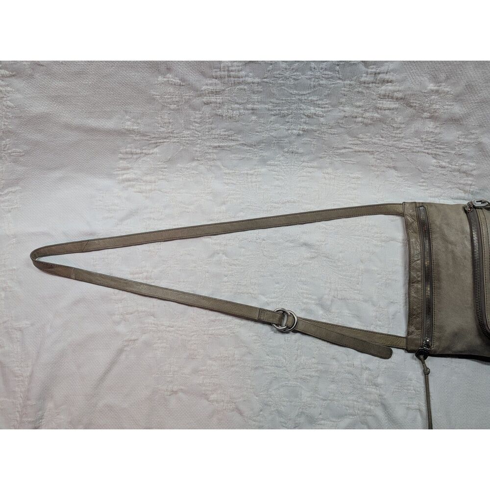 HOBO Cassie Gray Crossbody Bag with Front Zip Pockets - Orange Theme Inside - Picture 5 of 5